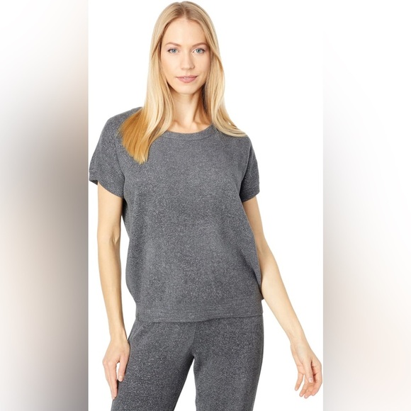 Barefoot Dreams CozyChic Ultra Lite Dolman Short Sleeve Pullover Charcoal Sz XS - Picture 5 of 12